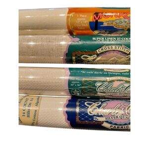 Charles Craft Cross Stitch Fabric Monaco 4 rolls 15 x 18, 14 Count Cotton White